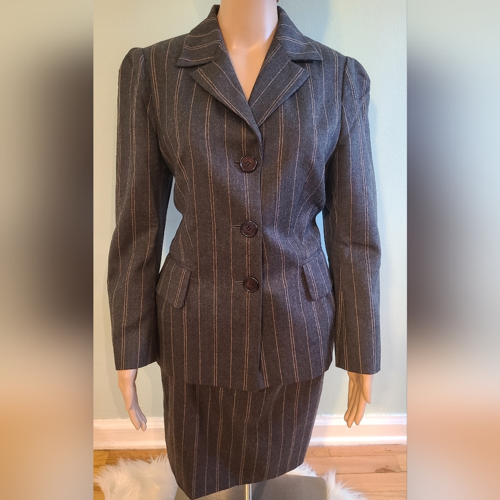 Pinstripe Balenciaga skirt suit